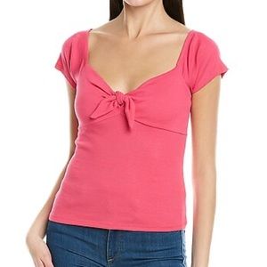 Pink knot front blouse 1. State shirt like new ribbed